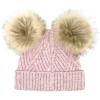 imageCC Kids Babies Soft Stretch Cable Knit Faux Fur Pom Pom Beanie HatCriss Cross Rose Mix