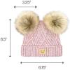 imageCC Kids Babies Soft Stretch Cable Knit Faux Fur Pom Pom Beanie HatCriss Cross Rose Mix