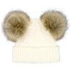 imageCC Kids Babies Soft Stretch Cable Knit Faux Fur Pom Pom Beanie HatCriss Cross White