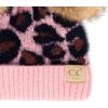 imageCC Kids Babies Soft Stretch Cable Knit Faux Fur Pom Pom Beanie HatLeopard Baby Pink