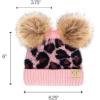 imageCC Kids Babies Soft Stretch Cable Knit Faux Fur Pom Pom Beanie HatLeopard Baby Pink