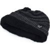 imageCC Winter Oversized Beanie Hat with Fuzzy Lining  Thick Knit Thermal Beanie for Cold Weather Soft Warm Fleece Lined Cap2 Tone Black  Charcoal