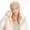 imageCC Winter Oversized Beanie Hat with Fuzzy Lining  Thick Knit Thermal Beanie for Cold Weather Soft Warm Fleece Lined CapBeige