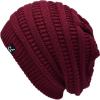 imageCC Winter Oversized Beanie Hat with Fuzzy Lining  Thick Knit Thermal Beanie for Cold Weather Soft Warm Fleece Lined CapBurgundy