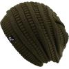 imageCC Winter Oversized Beanie Hat with Fuzzy Lining  Thick Knit Thermal Beanie for Cold Weather Soft Warm Fleece Lined CapDark Green