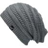 imageCC Winter Oversized Beanie Hat with Fuzzy Lining  Thick Knit Thermal Beanie for Cold Weather Soft Warm Fleece Lined CapLight Melange Grey