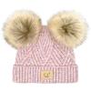 imageCC Kids Babies Soft Stretch Cable Knit Faux Fur Pom Pom Beanie HatCriss Cross Rose Mix
