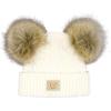 imageCC Kids Babies Soft Stretch Cable Knit Faux Fur Pom Pom Beanie HatCriss Cross White
