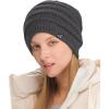 imageCC Winter Oversized Beanie Hat with Fuzzy Lining  Thick Knit Thermal Beanie for Cold Weather Soft Warm Fleece Lined CapCharcoal Grey