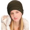 imageCC Winter Oversized Beanie Hat with Fuzzy Lining  Thick Knit Thermal Beanie for Cold Weather Soft Warm Fleece Lined CapDark Green