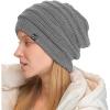 imageCC Winter Oversized Beanie Hat with Fuzzy Lining  Thick Knit Thermal Beanie for Cold Weather Soft Warm Fleece Lined CapLight Melange Grey