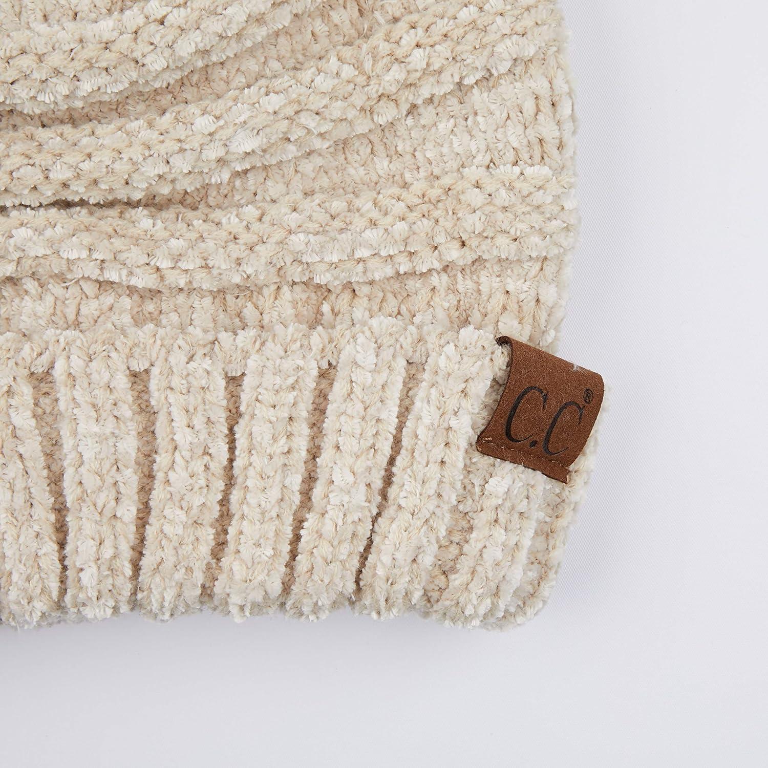 imageCC Hat100 Oversized Baggy Slouch Thick Warm Cap Hat Skully Cable Knit BeanieBeige Chenille