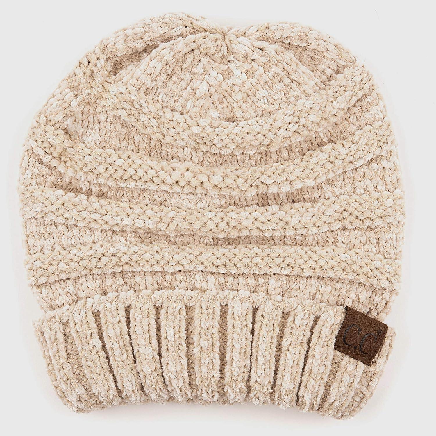 imageCC Hat100 Oversized Baggy Slouch Thick Warm Cap Hat Skully Cable Knit BeanieBeige Chenille