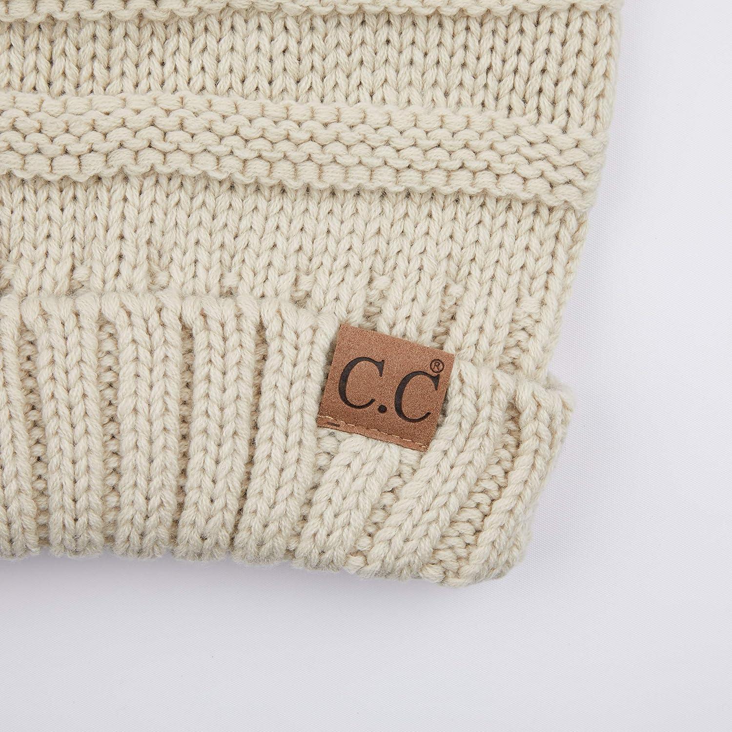 imageCC Hat100 Oversized Baggy Slouch Thick Warm Cap Hat Skully Cable Knit BeanieBeige Solid