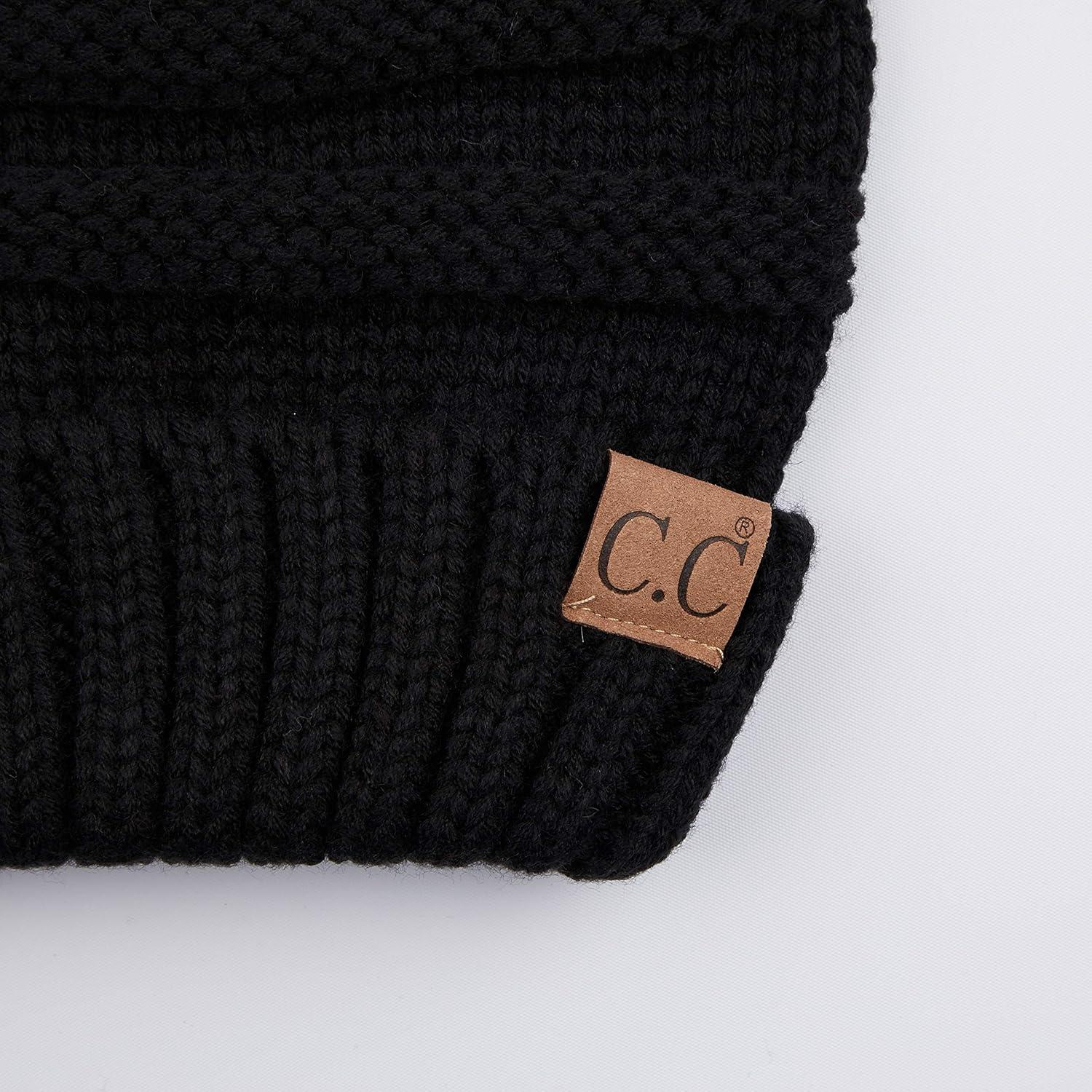 imageCC Hat100 Oversized Baggy Slouch Thick Warm Cap Hat Skully Cable Knit BeanieBlack Solid