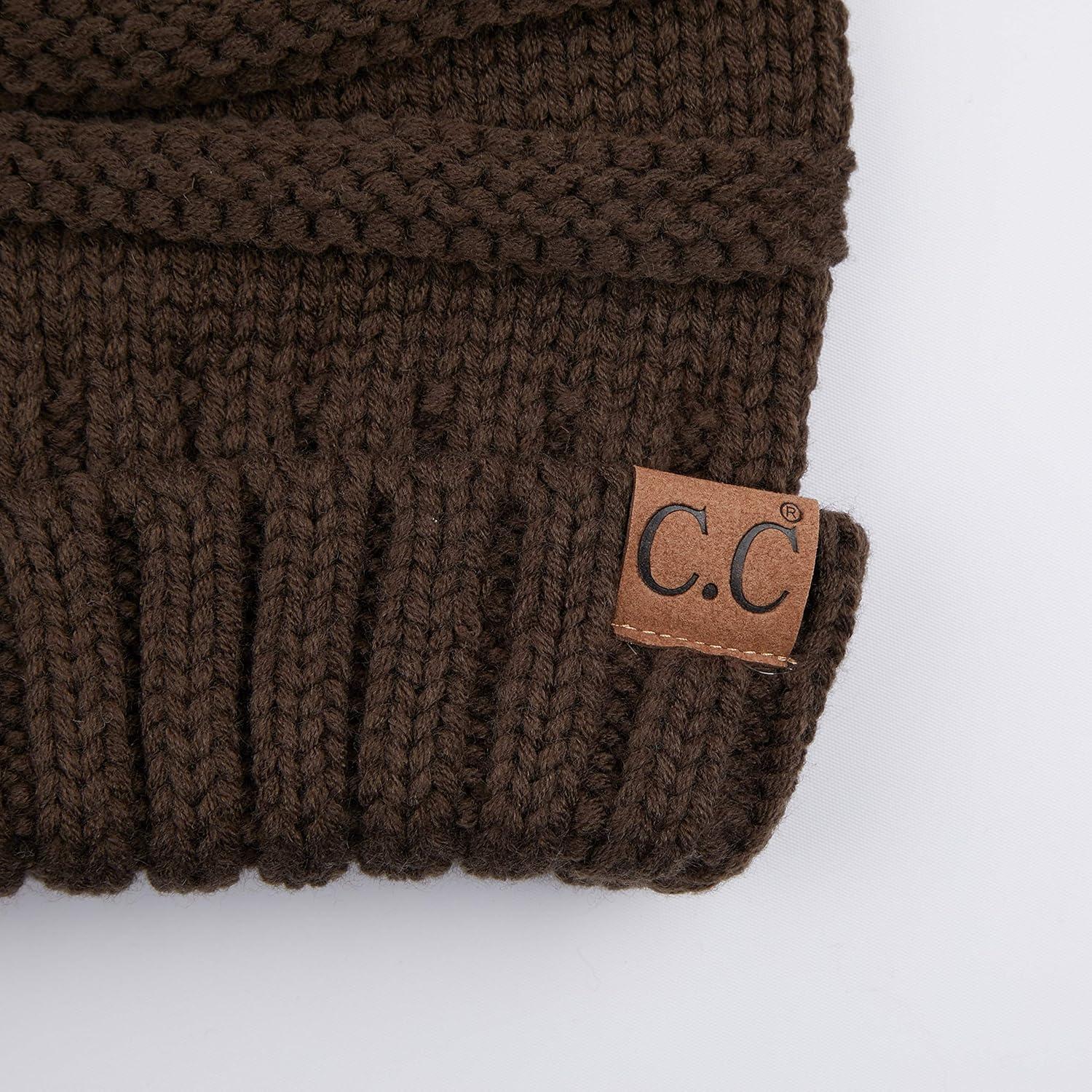 imageCC Hat100 Oversized Baggy Slouch Thick Warm Cap Hat Skully Cable Knit BeanieBrown Solid