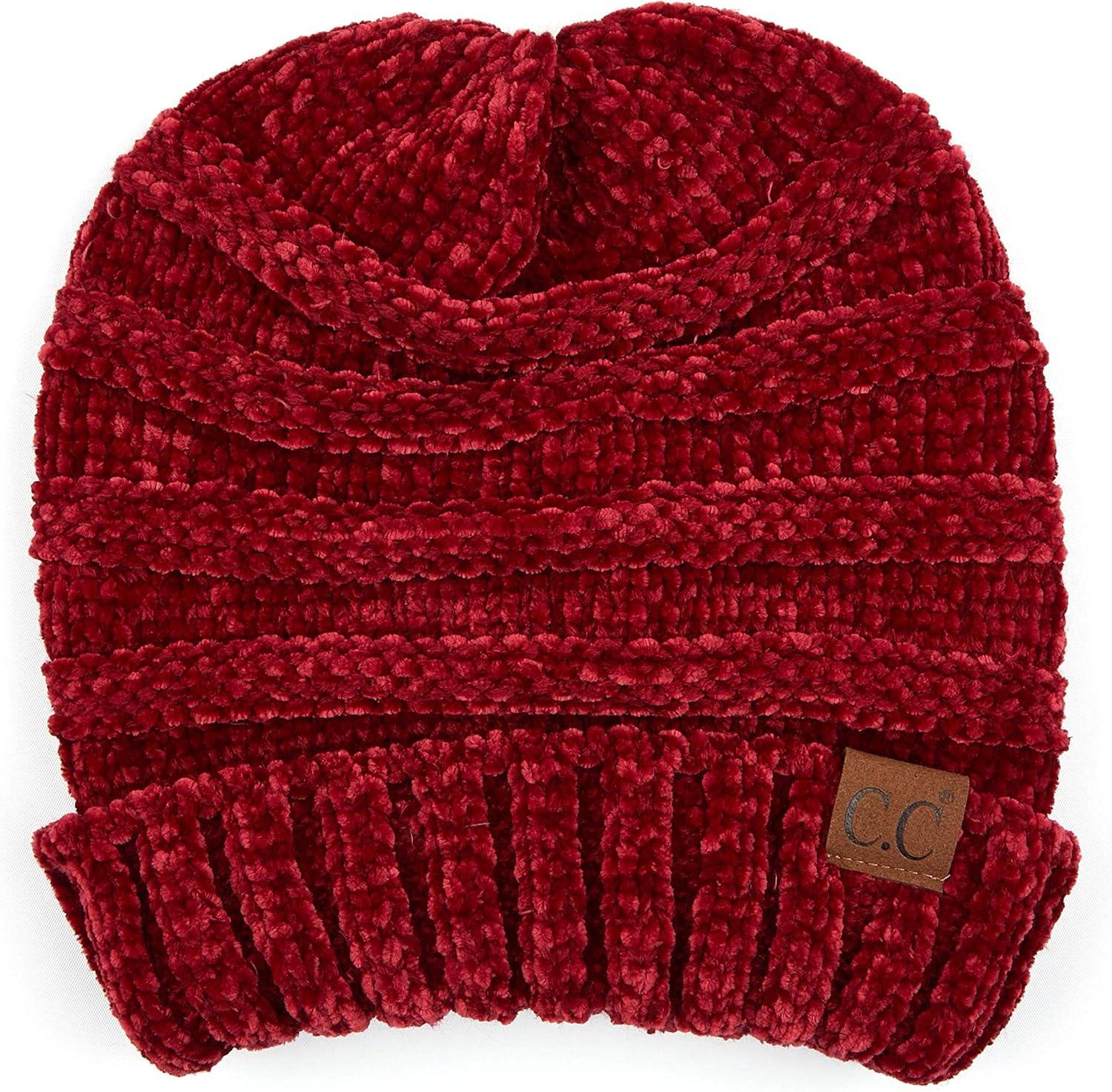 imageCC Hat100 Oversized Baggy Slouch Thick Warm Cap Hat Skully Cable Knit BeanieBurgundy Chenille
