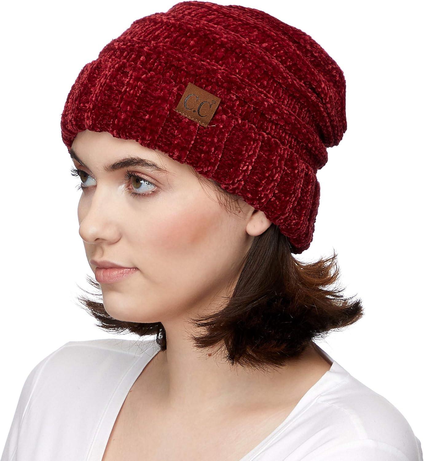 imageCC Hat100 Oversized Baggy Slouch Thick Warm Cap Hat Skully Cable Knit BeanieBurgundy Chenille