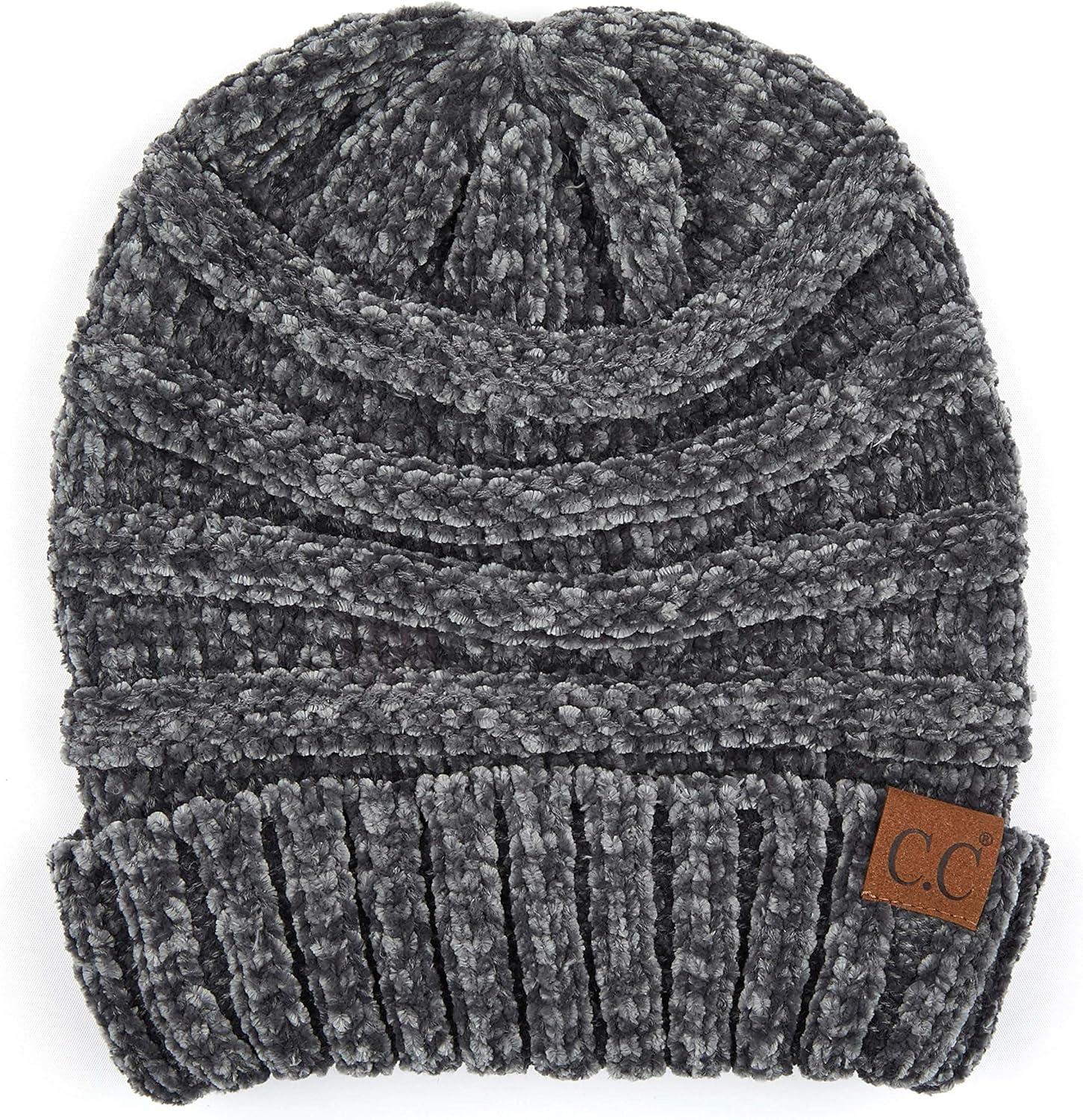 imageCC Hat100 Oversized Baggy Slouch Thick Warm Cap Hat Skully Cable Knit BeanieDk Mel Grey Chenille