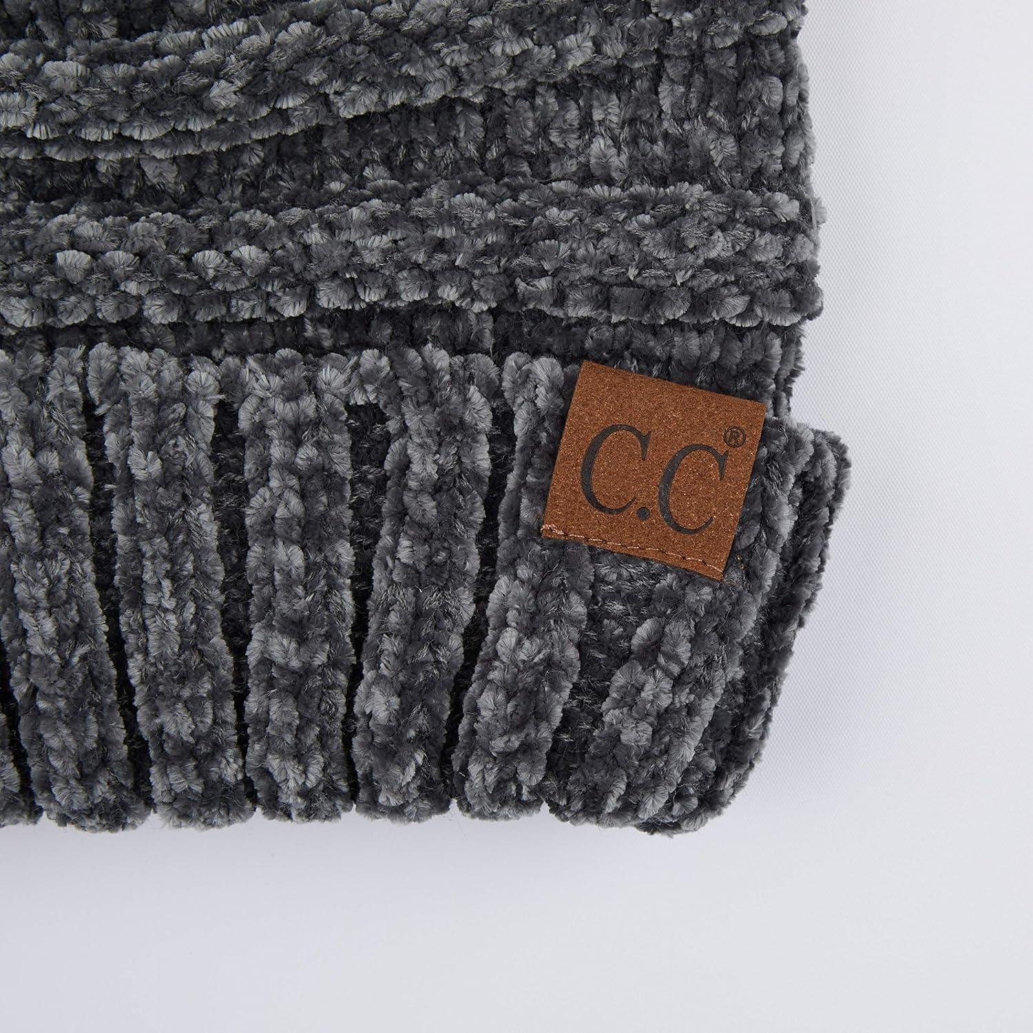 imageCC Hat100 Oversized Baggy Slouch Thick Warm Cap Hat Skully Cable Knit BeanieDk Mel Grey Chenille