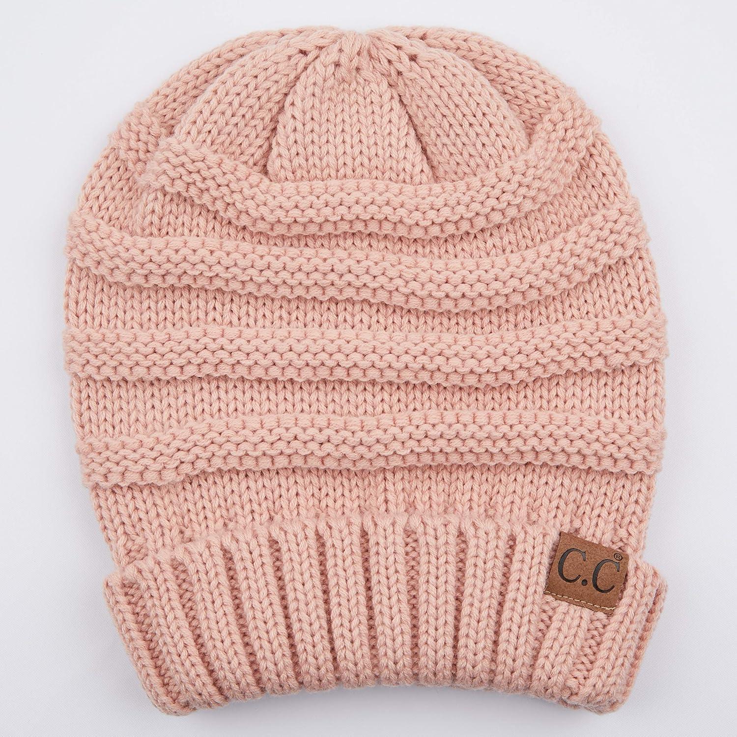 imageCC Hat100 Oversized Baggy Slouch Thick Warm Cap Hat Skully Cable Knit BeanieIndi Pink Solid