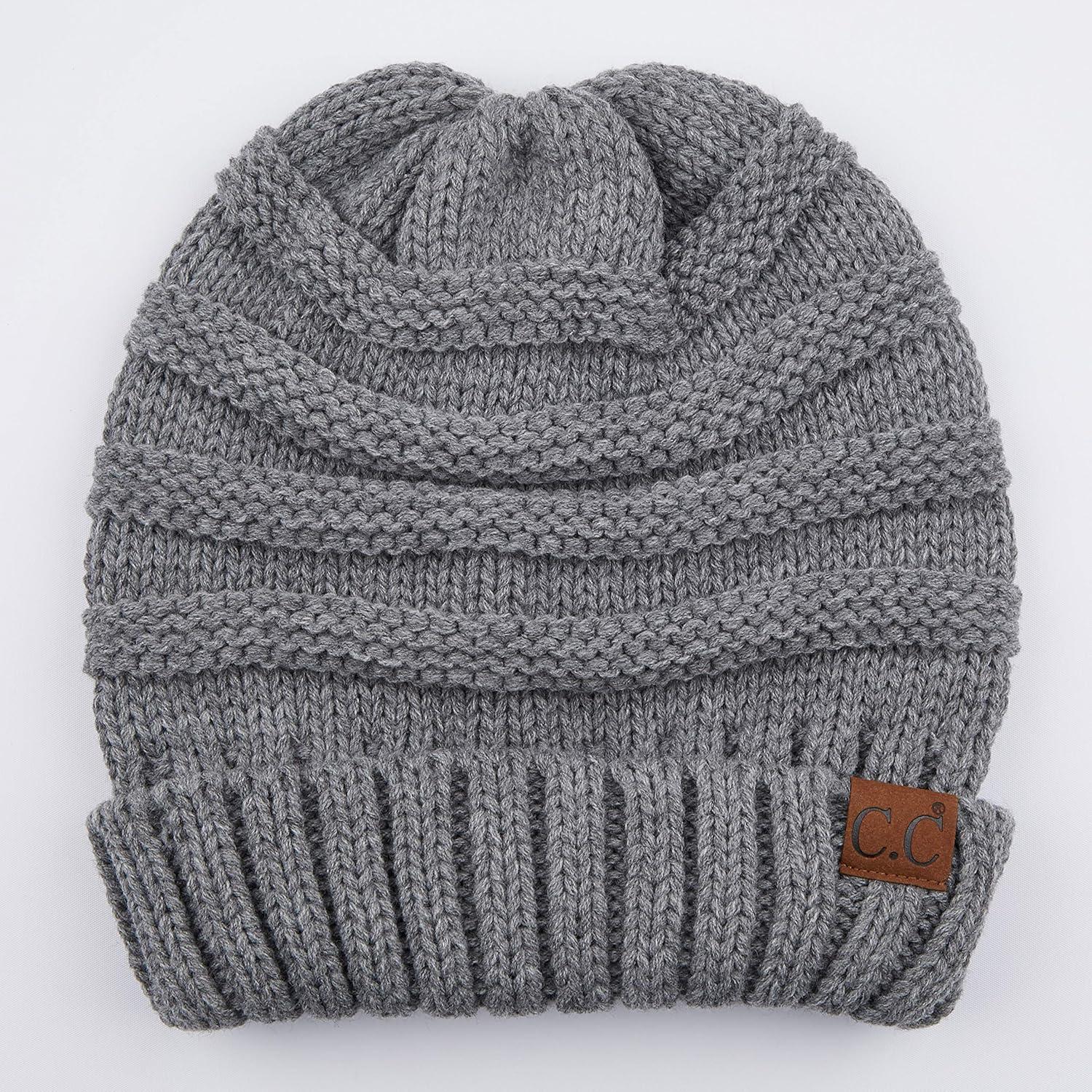 imageCC Hat100 Oversized Baggy Slouch Thick Warm Cap Hat Skully Cable Knit BeanieLt Mel Grey Solid