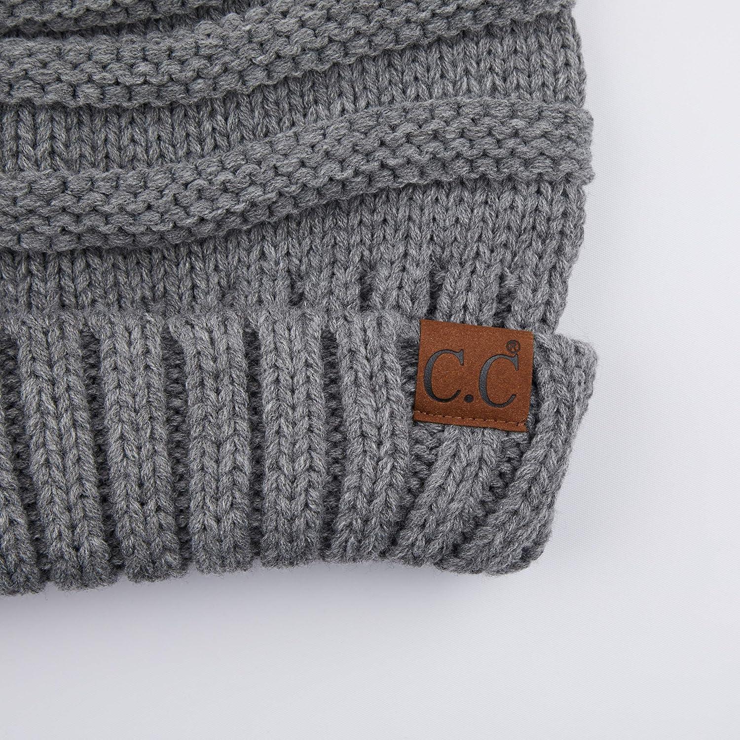 imageCC Hat100 Oversized Baggy Slouch Thick Warm Cap Hat Skully Cable Knit BeanieLt Mel Grey Solid