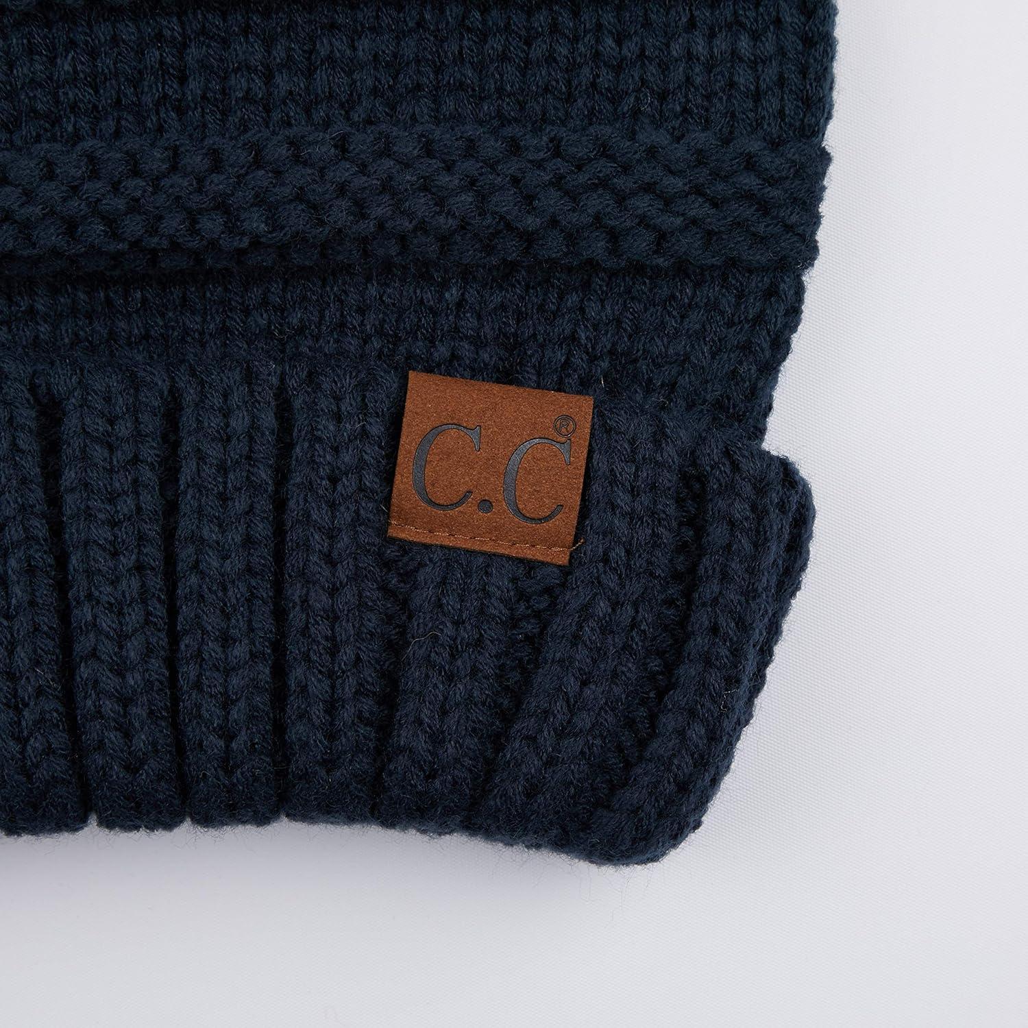 imageCC Hat100 Oversized Baggy Slouch Thick Warm Cap Hat Skully Cable Knit BeanieNavy Solid