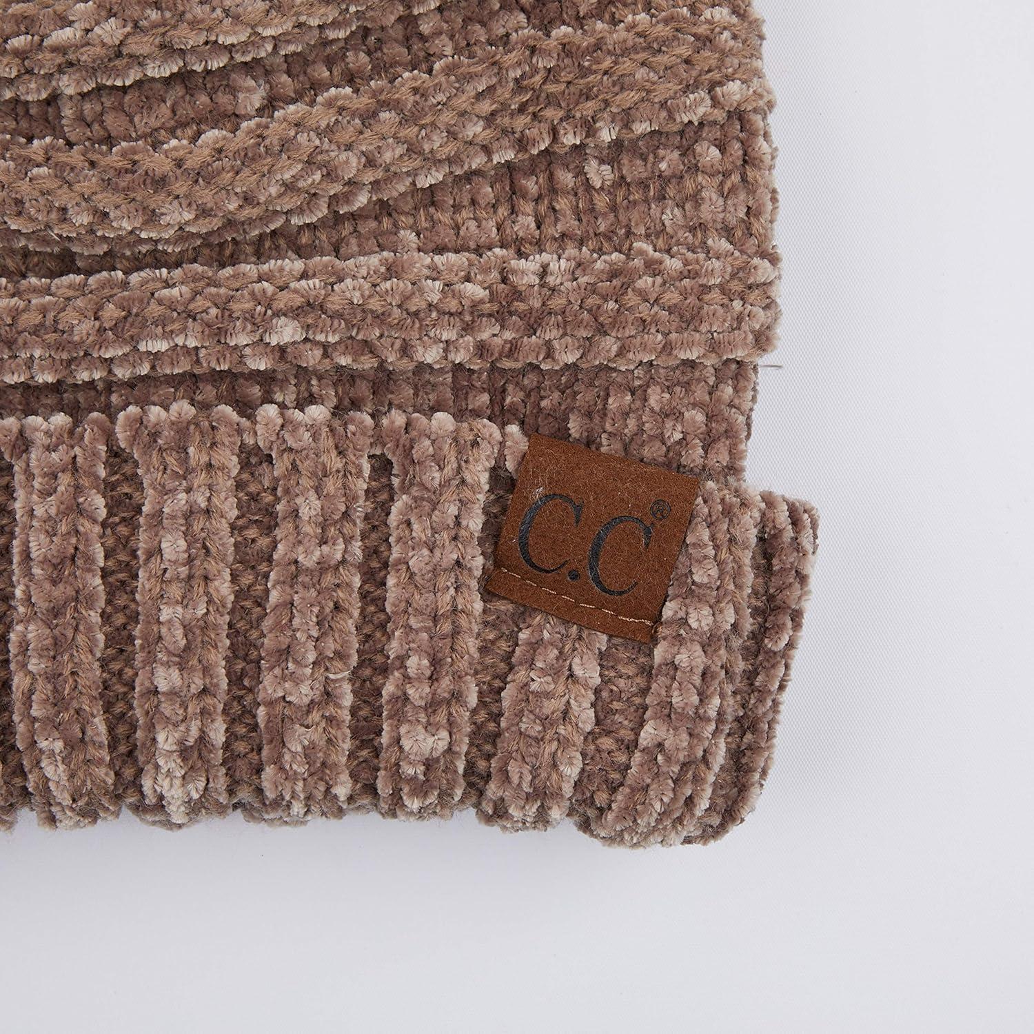 imageCC Hat100 Oversized Baggy Slouch Thick Warm Cap Hat Skully Cable Knit BeanieTaupe Chenille
