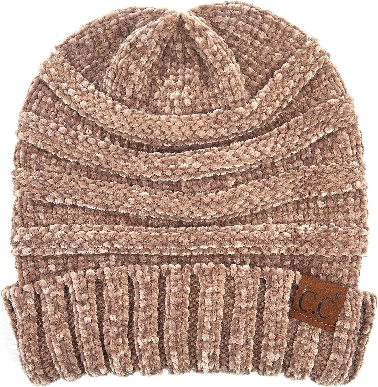 imageCC Hat100 Oversized Baggy Slouch Thick Warm Cap Hat Skully Cable Knit BeanieTaupe Chenille
