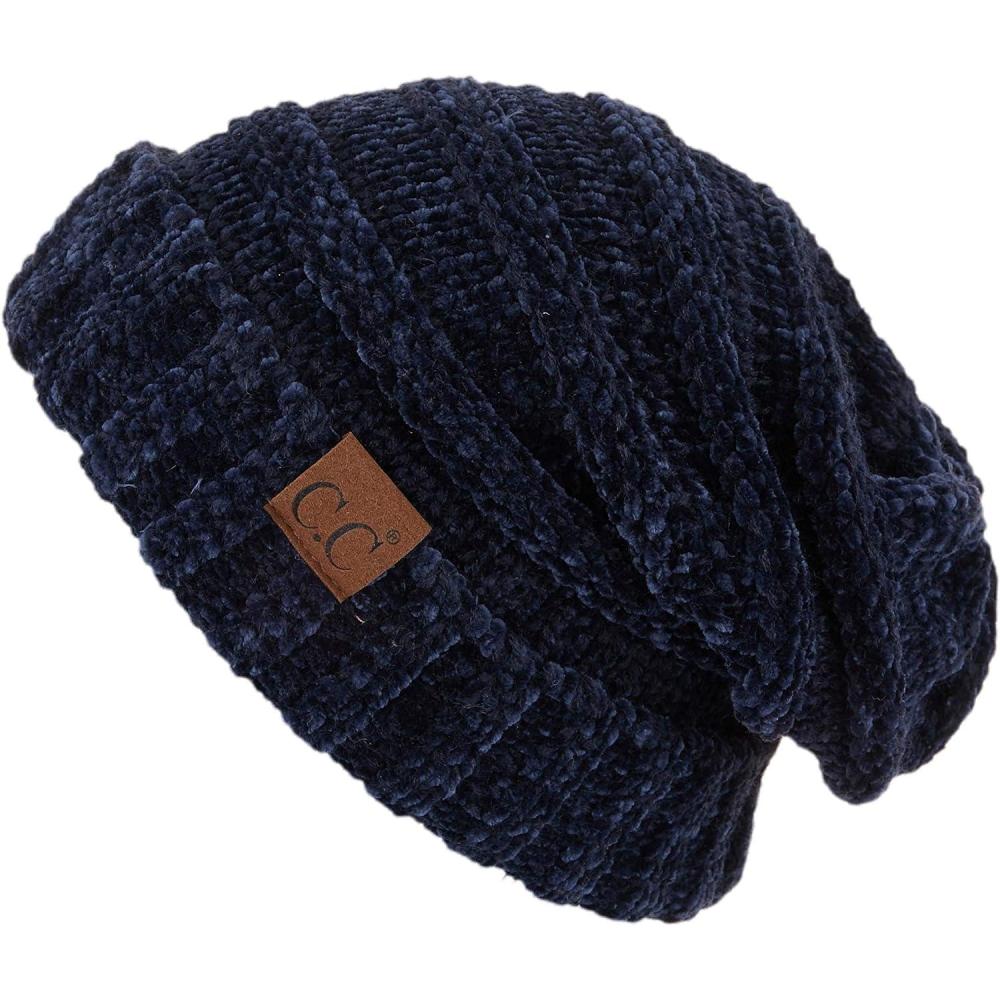 imageCC Hat100 Oversized Baggy Slouch Thick Warm Cap Hat Skully Cable Knit BeanieNavy Chenille
