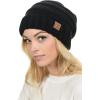 imageCC Hat100 Oversized Baggy Slouch Thick Warm Cap Hat Skully Cable Knit BeanieBlack