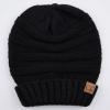 imageCC Hat100 Oversized Baggy Slouch Thick Warm Cap Hat Skully Cable Knit BeanieBlack Solid