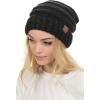 imageCC Hat100 Oversized Baggy Slouch Thick Warm Cap Hat Skully Cable Knit BeanieBlackGray Mix