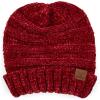 imageCC Hat100 Oversized Baggy Slouch Thick Warm Cap Hat Skully Cable Knit BeanieBurgundy Chenille