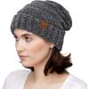 imageCC Hat100 Oversized Baggy Slouch Thick Warm Cap Hat Skully Cable Knit BeanieDk Mel Grey Chenille