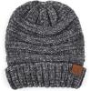 imageCC Hat100 Oversized Baggy Slouch Thick Warm Cap Hat Skully Cable Knit BeanieDk Mel Grey Chenille