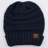 imageCC Hat100 Oversized Baggy Slouch Thick Warm Cap Hat Skully Cable Knit BeanieNavysolid
