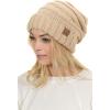 imageCC Hat100 Oversized Baggy Slouch Thick Warm Cap Hat Skully Cable Knit BeanieNew Beige