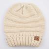 imageCC Hat100 Oversized Baggy Slouch Thick Warm Cap Hat Skully Cable Knit BeanieNew Beige Solid