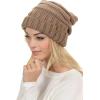 imageCC Hat100 Oversized Baggy Slouch Thick Warm Cap Hat Skully Cable Knit BeanieTaupe