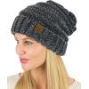 imageCC Womens Chenille Oversized Baggy Soft Warm Thick Knit Beanie Cap HatDark Mel Grey