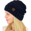 imageCC Womens Chenille Oversized Baggy Soft Warm Thick Knit Beanie Cap HatNavy