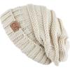 imageCC Hat100 Oversized Baggy Slouch Thick Warm Cap Hat Skully Cable Knit BeanieBeige Solid