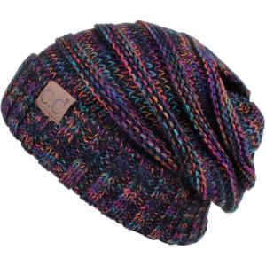 imageCC Hat100 Oversized Baggy Slouch Thick Warm Cap Hat Skully Cable Knit BeanieBlack Multi