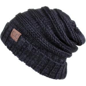 imageCC Hat100 Oversized Baggy Slouch Thick Warm Cap Hat Skully Cable Knit BeanieBlackGrey