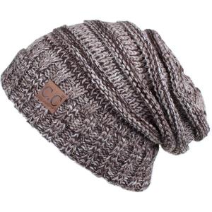 imageCC Hat100 Oversized Baggy Slouch Thick Warm Cap Hat Skully Cable Knit BeanieBrown