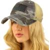 imageCC Ponycap Messy High Bun Ponytail Adjustable Mesh Trucker Baseball Cap HatAmerican Flag Camo Gray