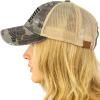 imageCC Ponycap Messy High Bun Ponytail Adjustable Mesh Trucker Baseball Cap HatAmerican Flag Camo Gray