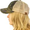 imageCC Ponycap Messy High Bun Ponytail Adjustable Mesh Trucker Baseball Cap HatAmerican Flag Camo Olive
